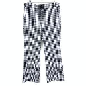 J.Crew Hayden Kick Out Crop Pant In Gingham Stretch Linen Size 8 Navy White NEW